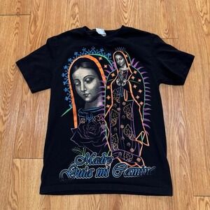 Vintage Virgin Mary Shirt Multicolor Mother Mary Jesus God Black Measures‎ Small